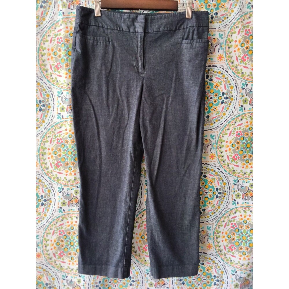 Ann Taylor Factory Pants Womens 8 Blue Tapered Slim Leg Stretch Dress Trousers